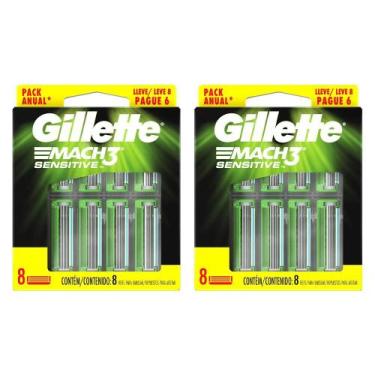 Imagem de Kit 2 Carga Gillette Mach3 Sensitive 8 Unidades