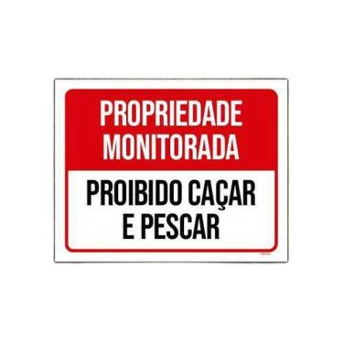 Imagem de Placa Propriedade Monitorada Proibido Caçar 18x23cm 5un