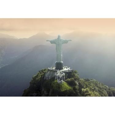 Imagem de Baocicco 1,5 x 0,9 m, Cristo Redentor no Rio de Janeiro, Brasil, pano de fundo para casamento, lua de mel, cenário de aniversário de casamento, locais cênicos e edifícios antigos. Adereços de estúdio