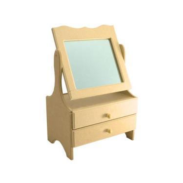 Imagem de Mini Porta Joias e Biju 2 Gaveta e Espelho M 20,5x14,5x32 Mdf Madeira 