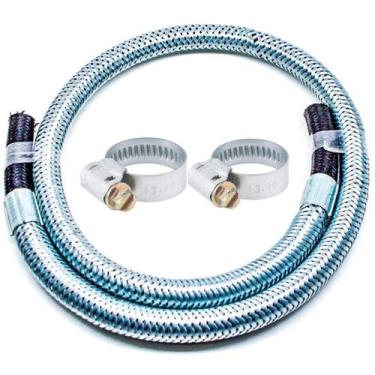 Imagem de Mangueira Metálica Prata + Abraçadeiras Gás Glp E Gn - Elite Gás, 4.00