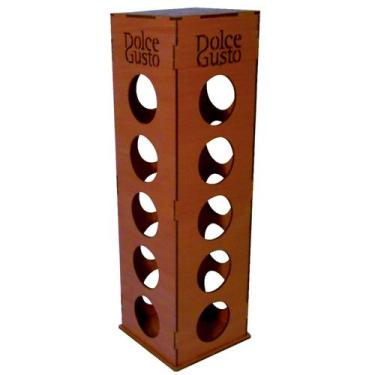 Imagem de Torre Porta Cápsulas De Café Dolce Gusto Mdf Pintado Cedro 20 lugares 