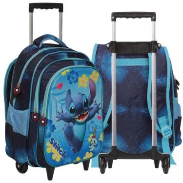 Imagem de Mochila Infantil Stitch Rodinha Reforçada Passeio Creche - Plike