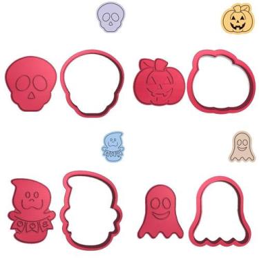 Imagem de Kit 4 Cortadores Halloween Caveirinha Abóbora Fantasma - DOCE IMPRESSO
