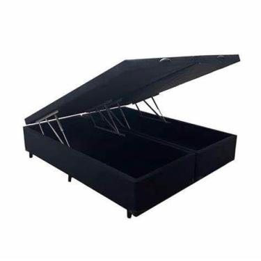 Imagem de BASE BOX BAU BIPARTIDO CASAL QUEEN - (158X198) PRETO material sintétic