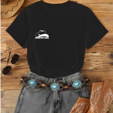Imagem de Camiseta Country Girl Nova Modinha Agrogirl Cowboy Chapéu Boiadeira Sh