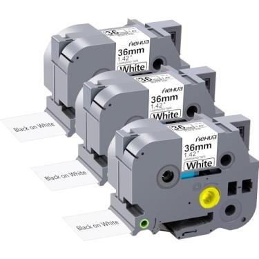 Imagem de Hehua Fita branca laminada de 36 mm de 3,6 cm compatível com Brother P-Touch TZe-261 TZe261 TZ-261 TZ261 TZe TZ Fita de etiqueta para Ptouch PT 3600 530, 1,4" x 8 m preto sobre branco, pacote com 3