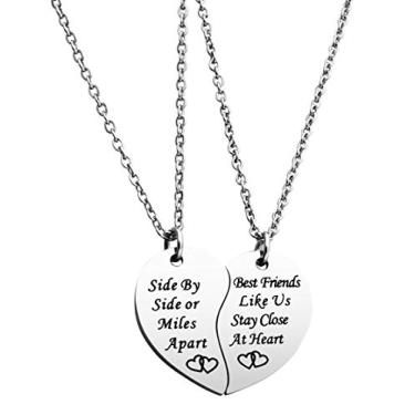 Imagem de Conjunto de colar BFF JINGMARUO para 2 Melhores Amigos Como Nós, Stay Close at Heart Conjunto de 2 Correntes Melhor Irmã Presente de Amizade Longa Distância