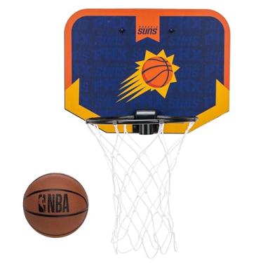 Imagem de Franklin Sports NBA Phoenix Suns Mini Cesta de basquete sobre a porta - Mini cesta de basquete infantil com basquete - NBA Fan Shop Mini Argola para quarto + escritório - Conjunto de mini argolas