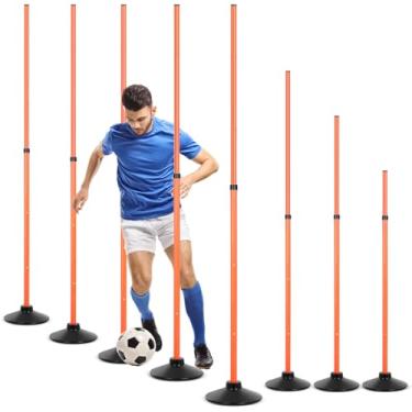 Imagem de Sonwyoung 8 Bastões de agilidade de futebol destacáveis para treino esportivo mastro slalom com base de borracha para exercícios de futebol e treinamento (Laranja)
