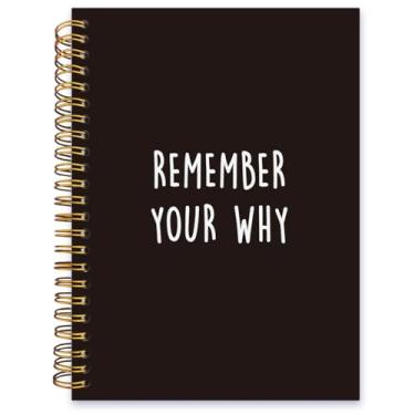 Imagem de ISANOU Caderno de lembre-se do seu porquê, caderno espiral forrado com frase motivacional, caderno pautado na faculdade, caderno de diário escolar de escritório, 14 x 21 cm, presentes para mulheres,
