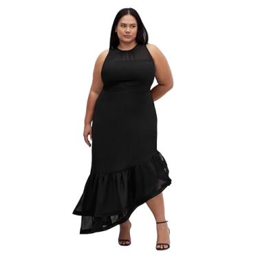 Imagem de City Chic Vestido longo feminino plus size - Antoinette sem mangas, Preto, 25 Plus Size