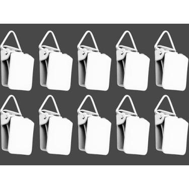 Imagem de Pacote de 10 clipes de pendurar nas costas triangulares potência média para tapeçaria, tapetes pequenos, toalhas, xaile e pinturas da Wise Linkers (branco)