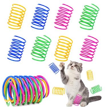 Imagem de Pacote com 40 brinquedos de mola para gatos, brinquedo interativo para gatos em ambientes internos, bobinas de plástico duráveis, molas coloridas, brinquedos para gatos ativos e saudáveis, bobinas