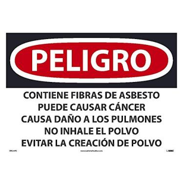 Imagem de NMC Etiqueta National Marker Corp. SPD24PC, perigo contém fibras de amianto podem causar câncer causam danos aos pulmões, não respire poeira, evite criar poeira, 35 cm x 50 cm, vinil PS