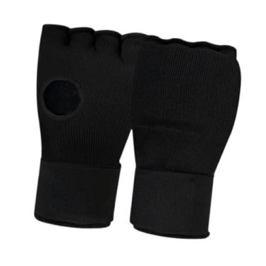 Imagem de kowaku Gel boxe mão envolve luvas internas tiras de pulso rápido macio meio dedo luvas para exercício mma muay thai sparring kickboxing, Preto