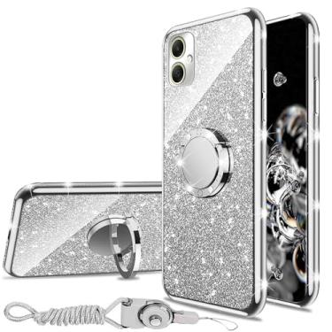 Imagem de Capa para Samsung Galaxy A05, para Galaxy A05 (2023) Capa de telefone de 6,7 polegadas com cordão de suporte de anel à prova de choque, capa de telefone de proteção total fofa macia TPU com glitter