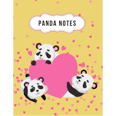Imagem de Panda Notes: Notebook/Triplet Panda Bears Hugging Big Pink Heart Cover/College Ruled 8.5x11 Letter Size / 120 Blank Lined Pages for Back To School/Work/Journaling/Writing/Note Taking
