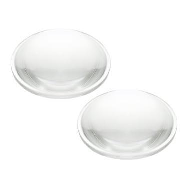 Imagem de PATIKIL Lente convexa plana de 66 mm de diâmetro, 2 peças de altura de vidro borossilicato de 24 mm de altura, lente condensadora óptica convexa com borda para lanterna, carro, bicicleta, refletor,