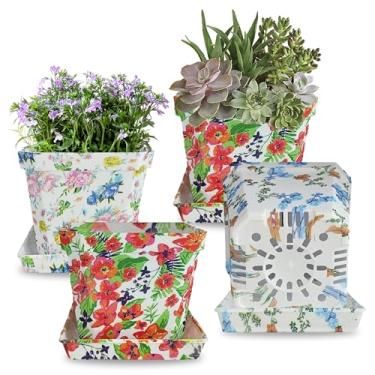 Imagem de XINAOBAOLUO Vasos de plantas de plástico impressos com recipiente de paletes para ambientes internos e externos do seu quarto, decoração de jardim, escritório e varanda, recipientes de jardinagem