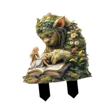 Imagem de Esquirla Ornamento de estaca de chão de fadas, sinal de quintal acrílico, modelo em miniatura, lembrancinhas de festa, decoração ao ar livre à prova d'água