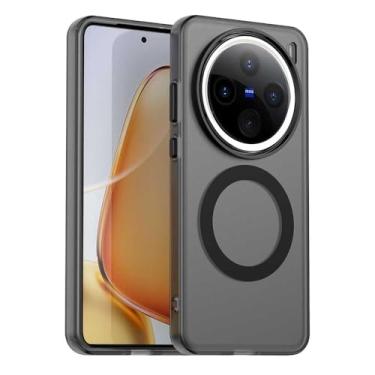 Imagem de Pzwoxukhov Capa compatível com Vivo X200 Pro 5G, suporta carregamento sem fio, capa magnética à prova de choque, compatível com Vivo X200 Pro 5G capa preta