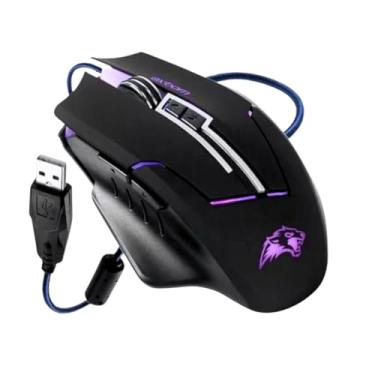 Imagem de "Mouse com fio grande e colorido, silencioso, ideal para notebook com entrada USB, oferecendo mais confiabilidade e durabilidade."