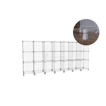 Imagem de Estante Balcão Expositor Aramado 21 Nichos Horizontal Branco Prateleir