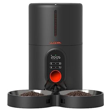 Imagem de WOPET Alimentador automático para gatos para 2 gatos – alimentador cronometrado para gatos com tigela de aço inoxidável, controle programável de 1 a 6 refeições, fonte de alimentação dupla,