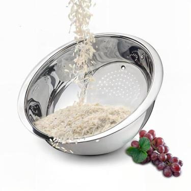 Imagem de Escorredor De Arroz Produzido em Aço Inox Lavador de Alimentos Cozinha