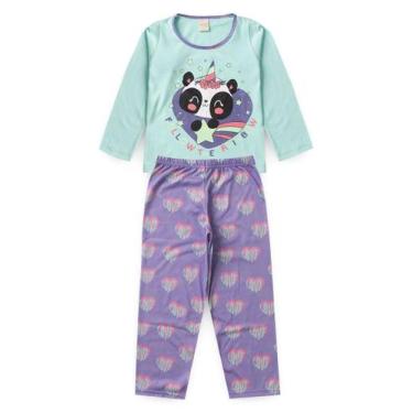 Imagem de Pijama Menina Longo Brilha no Escuro Azul e Lilás - Molekada, 10