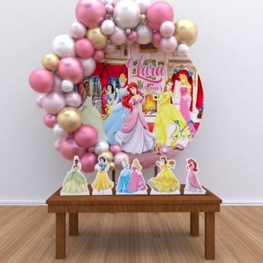 Imagem de Kit Festa Painel Redondo PERSONALIZADO Princesas 01- IMPAKTO VISUAL