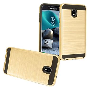 Imagem de Z-GEN - Galaxy J7 2018, J7 Refine, J7 Star, J7 Crown, J7 Aura, J7 Top, J7 V J7V 2ª geração J737 - Capa de telefone híbrida estilo escovado para Samsung + protetor de tela de vidro temperado - CS3 Gold