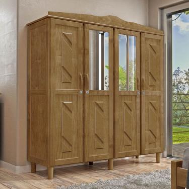 Imagem de Guarda-Roupa 4 Portas 3 Gavetas Brasil Imbuia Madeira Pinus - Cavazotto