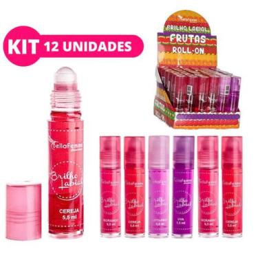 Imagem de Kit 12 Gloss Labial Brilho Frutas Roll On Hidratante Lip Oil Lembranci
