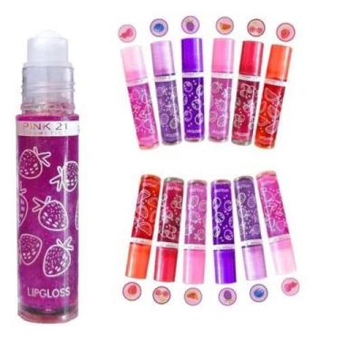 Imagem de Kit 12 Gloss Labial Brilho Frutas Roll On Hidratante Lip Oil Lembranci