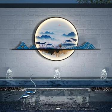 Imagem de Contemporâneo Ao Ar Livre Lâmpadas De Parede À Prova D 'Água Paisagem Chinesa Mural Criativo Elétrico Varanda Corredor Pátio Vila Jardim Comunidade LED Decoração Lâmpada De Parede (B L150CM elétrica)