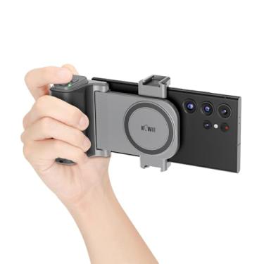 Imagem de KIWIFOTOS Alça para câmera de telefone de viagem para smartphone com controle remoto e adaptador de sapata fria para iPhone 17 16 15 Pro Max Samsung S24 S25 Suporte de telefone Vlog Selfie gravação de