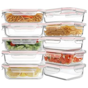 Imagem de Kit 10 Potes de Vidro Retangular com Tampa Hermética 600ml (Transparente)