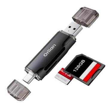Imagem de Orlian Leitor de cartão SD 2 em 1 USB 3.0 Micro SD/SD leitor de cartão duplo USB A e USB C adaptador de leitor de cartão de memória 5Gbps tipo C leitor de cartão TF para SD, SDHC, SDXC para 2 TB
