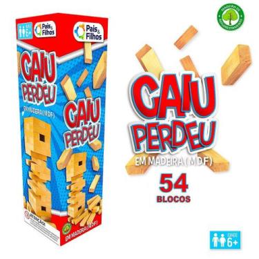 Imagem de Brinquedo Caiu Perdeu De Madeira Jogo Mesa 54 Peças Premium - Pais&Fil