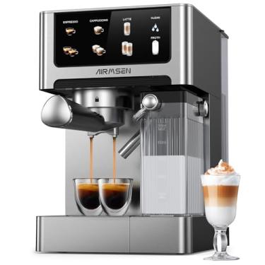 Imagem de AIRMSEN Máquina De Café Expresso E Cappuccino - Máquinas De Café Com Leite De 20 Barras Com Caldeira Dupla E Vaporizador De Leite Automático - Cafeteira 3 Em 1 Com Controle De Toque Led - Aço Inoxid