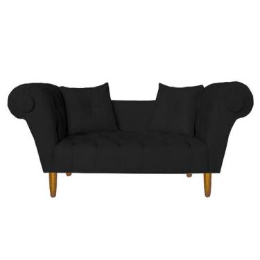 Imagem de Namoradeira Recamier Sofá Decorativo 02 Lugares Dubai Suede Preto - IN