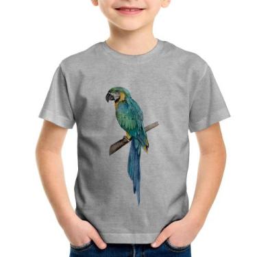 Imagem de Camiseta Infantil Arara Azul - Foca na Moda, Cinza, 4