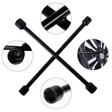 Imagem de Chave de Roda Cruz – 4 Medidas (17mm, 19mm, 21mm, 23mm), Aço Resistente, Alta Alavancagem e Torque para Troca de Pneus com Facilidade