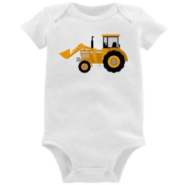 Imagem de Body Bebê Trator Pá Carregadeira Amarelo - Foca na Moda, Branco, M