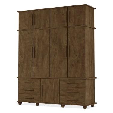 Imagem de Guarda Roupa Roupeiro Casal Londres 4 Portas 6 Gavetas com Maleiro Malbec Luapa