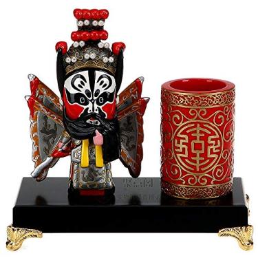 Imagem de Porta-lápis com personagens de ópera de Pequim estilo chinês criativo para escritório e decoração de casa, o acessório de escritório perfeito e presente para amigos, pote de caneta (A)