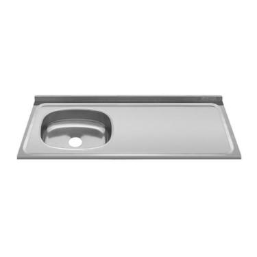 Imagem de Pia de Cozinha em Aço Inox de 120cmx53cm Deslocada para Esquerda Concr
