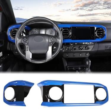 Imagem de Aunginsy Painel de painel central painel de ar condicionado capa de moldura compatível com Toyota Tacoma 2016-2023 painel de controle central fita decorativa adesivo protetor acessórios interiores